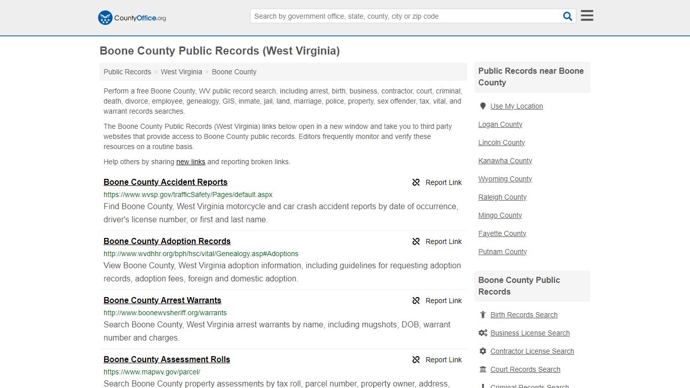 Public Records - Boone County, WV (Business, Criminal, GIS, Property ...