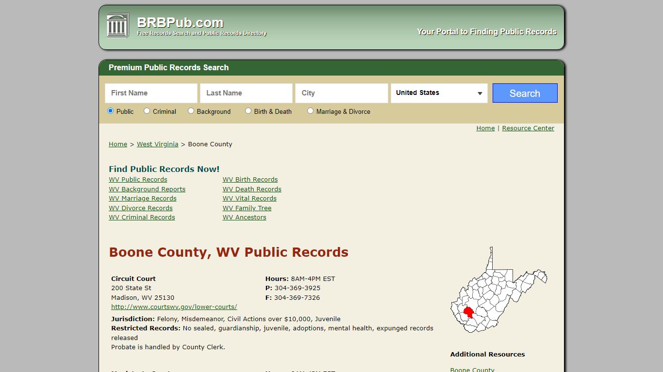 Boone County Public Records | Search West Virginia Government Databases