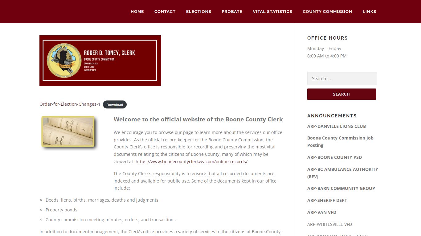 Clerk of Boone County, West Virginia